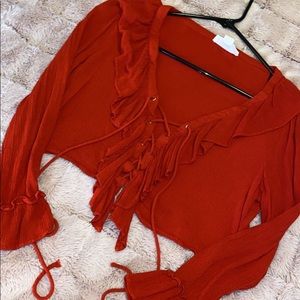 Pirate Style Red-Orange Crop Top